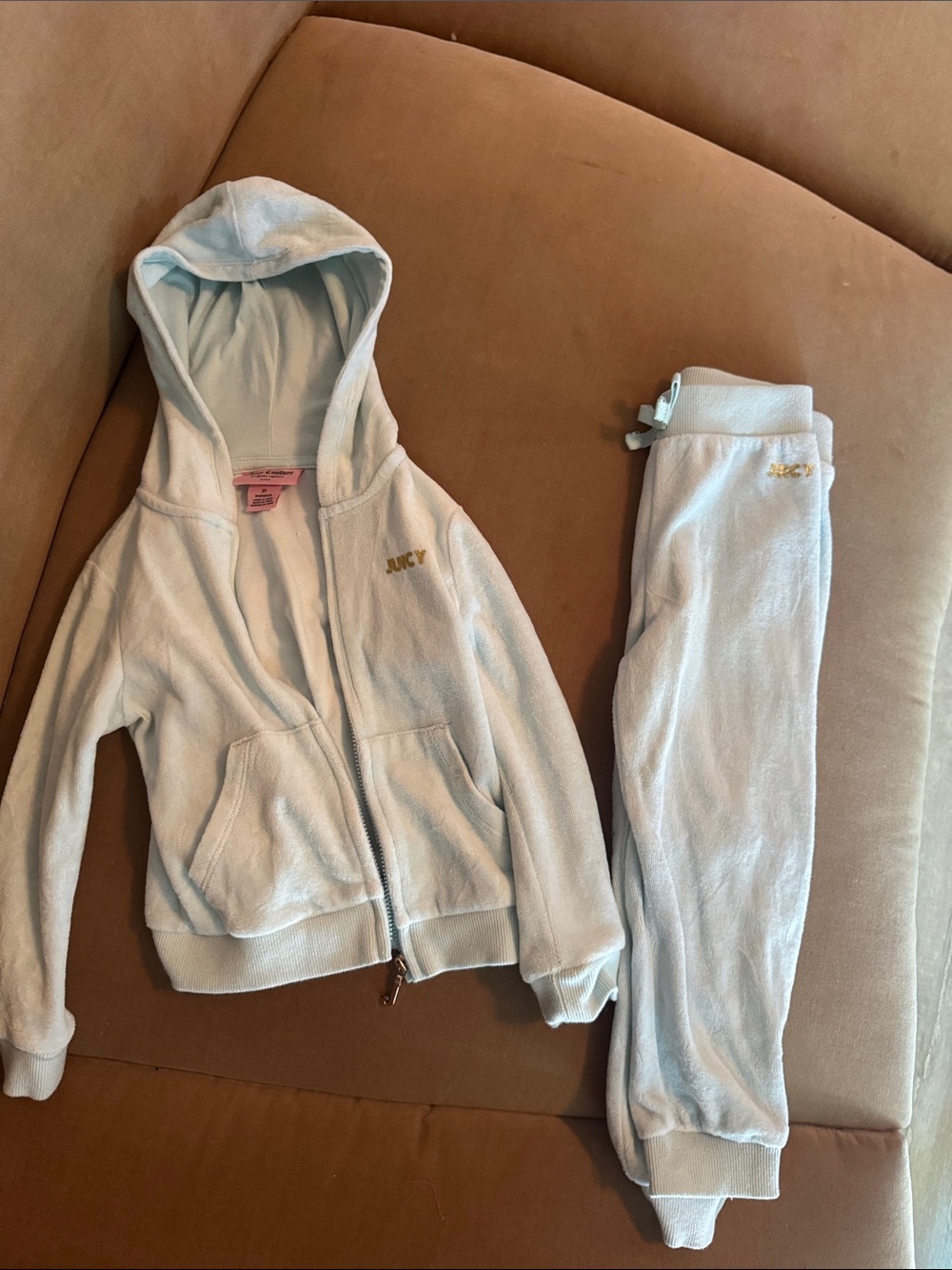 Juicy Couture Light Blue Velour Hoodie & Jogger Set